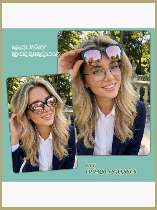 Polarized Fit Over Sunglasses Oversized Square UV Protection TR90 Frame main image 4